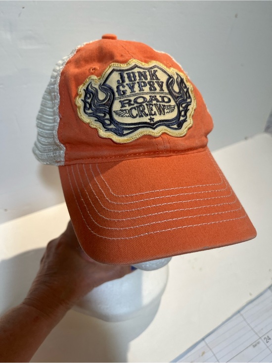 Source Unknown Accessories - Orange & White Junk Gypsy Road Crew Trucker Hat Patch Cap. 100% cotton